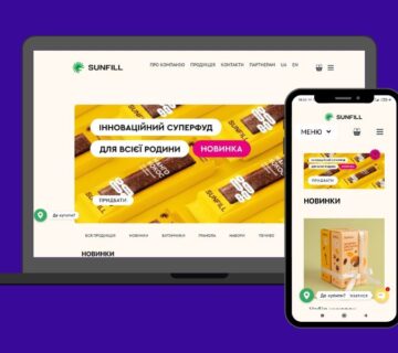 Сайт производителя здорового питания Sunfill портфолио Sunny art