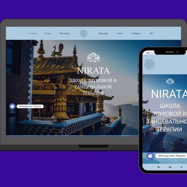 Сайт школы звуковой и танцевальной терапии Nirata портфолио Sunny art