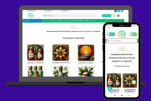 31 Сайт интернет магазина товаров из Индии Аюрведа мир- портфолио Sunny art